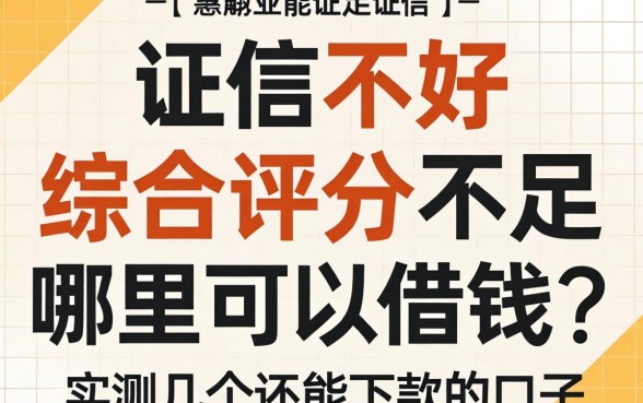 征信不好综合评分不足哪里可以借钱？实测几个还能下款的口子