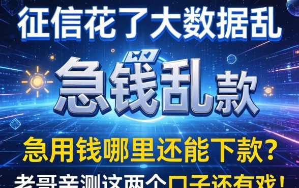 征信花了大数据乱，急用钱哪里还能下款？老哥亲测这几个口子还有戏！