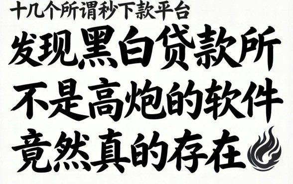 我试了十几个所谓的秒下款平台，发现黑白贷款不是高炮的软件竟然真的存在
