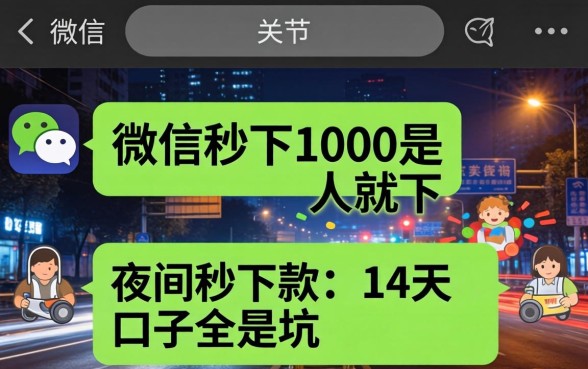 我试了微信秒下1000是人就下2026，发现夜间秒下款的14天口子全是坑