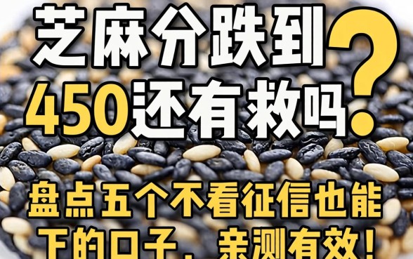 芝麻分跌到450还有救吗？盘点五个不看征信也能下的口子，亲测有效！