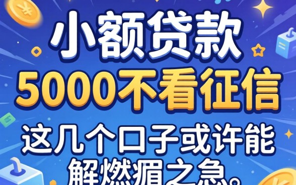 揭秘小额贷款5000不看征信，这几个口子或许能解燃眉之急