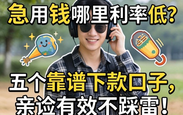 急用钱哪里利率低？分享五个靠谱下款口子，亲测有效不踩雷！
