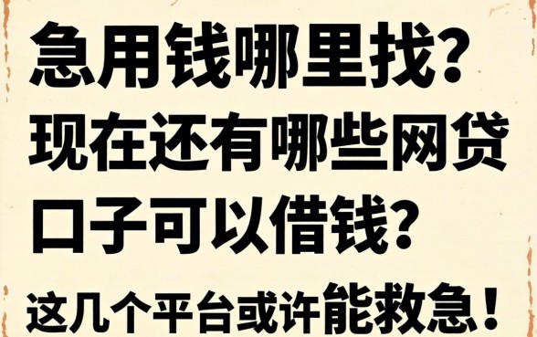 急用钱哪里找？现在还有哪些网贷口子可以借钱？这几个平台或许能救急！