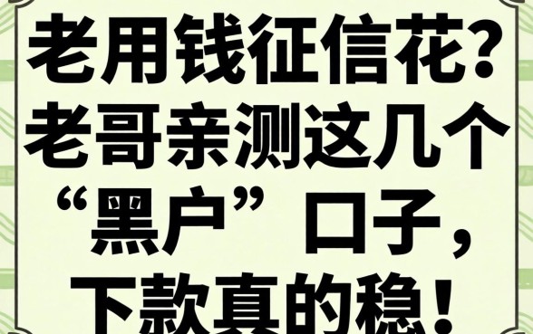 急用钱征信花？老哥亲测这几个“黑户”口子，下款真的稳！
