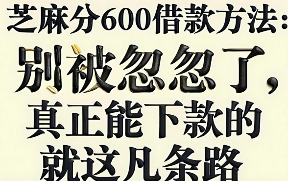 芝麻分600借款方法：别被忽悠了，真正能下款的就这几条路