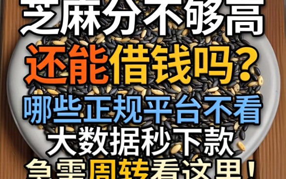 芝麻分不够高还能借钱吗？哪些正规平台不看大数据秒下款，急需周转看这里！