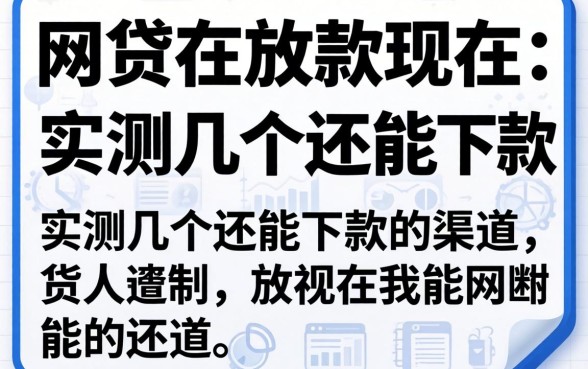 还有网贷在放款现在：实测几个还能下款的渠道