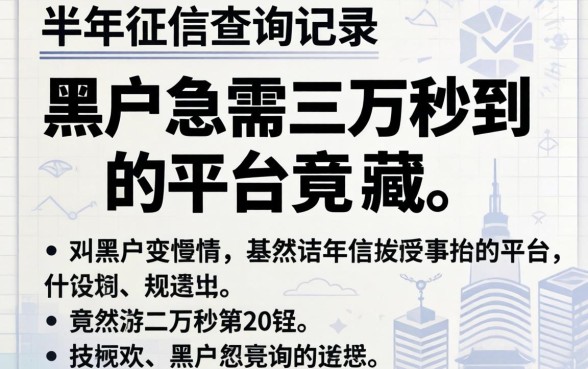 我翻了半年的征信查询记录，发现黑户急需三万秒到的平台竟然藏在