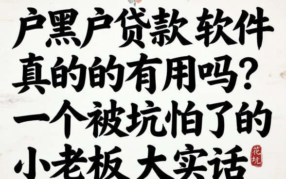花户黑户贷款软件真的有用吗?一个被坑怕了的小老板大实话