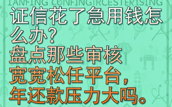征信花了急用钱怎么办？盘点那些审核宽松的平台，2026年还款压力大吗？