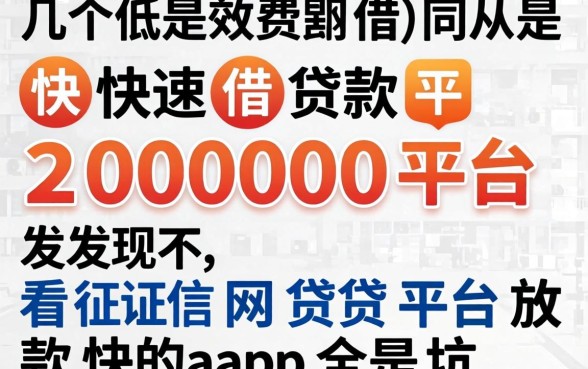 我试了几个快速借款20000的平台，发现不看征信网贷平台放款快的app全是坑
