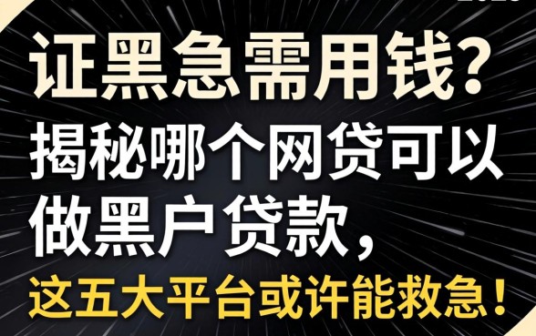 征信全黑急需用钱？揭秘哪个网贷可以做黑户贷款，这五大平台或许能救急！
