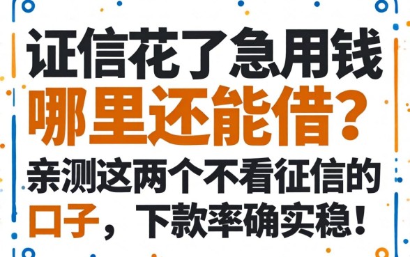 征信花了急用钱哪里还能借？亲测这几个不看征信的口子，下款率确实稳！