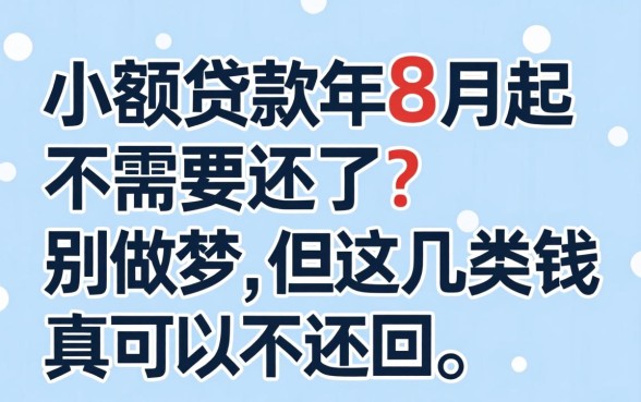 小额贷款2026年8月份起不需要还了？别做梦，但这几类钱真可以不还