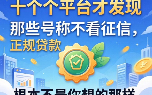 我试了十几个平台才发现，那些号称不看征信的正规贷款，根本不是你想的那样