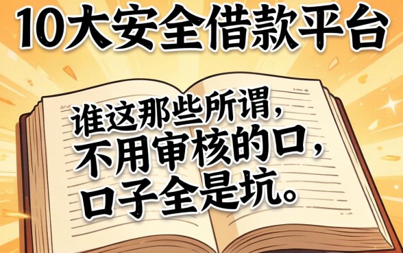 我翻遍了10大安全借款平台，发现那些所谓不用审核的口子全是坑