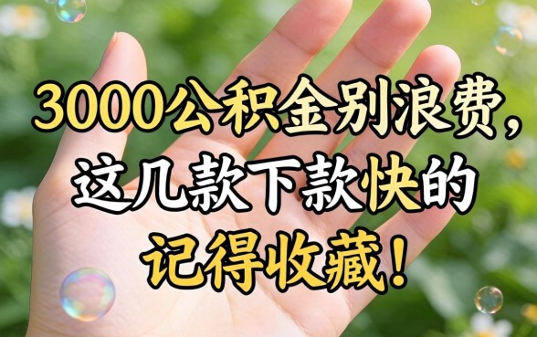 手里有3000公积金别浪费，这几款下款快的记得收藏