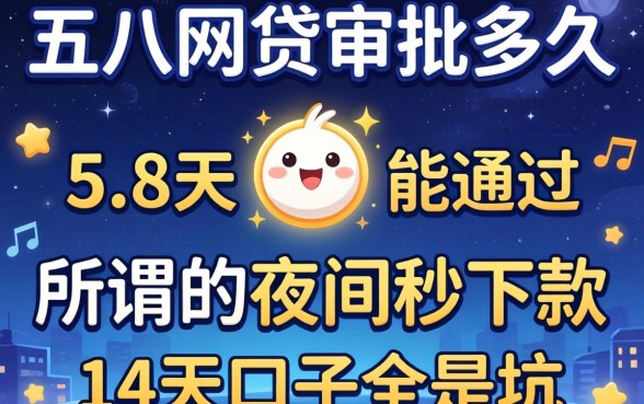 我实测五八网贷审批多久能通过,发现所谓的夜间秒下款的14天口子全是坑