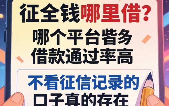 急需用钱哪里借？哪个平台借款通过率高，不看征信记录的口子真的存在吗？