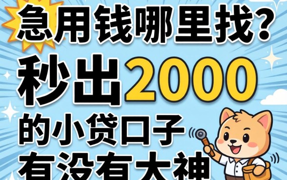 急用钱哪里找？秒出2000的小贷口子有没有大神推荐？