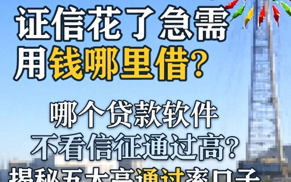 征信花了急需用钱哪里借？哪个贷款软件不看征信通过高？揭秘五大高通过率口子