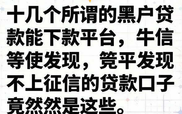 我试了十几个所谓的黑户贷款能下款平台，发现不上征信的贷款口子竟然是这些