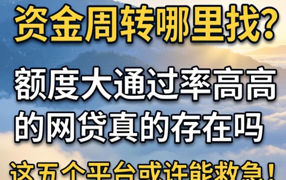 急需资金周转哪里找？额度大通过率高的网贷真的存在吗？这五个平台或许能救急！
