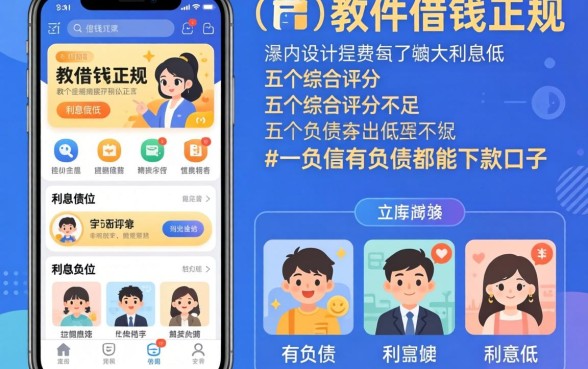 手机哪个软件借钱正规一点利息低，详尽说明五个综合评分不足有负债都能下款口子
