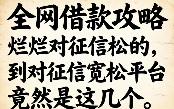 我翻烂了全网借款攻略,发现对征信宽松的平台竟然是这几个