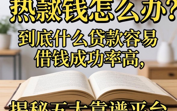 急需用钱怎么办？到底什么贷款容易借钱成功率高？揭秘五大靠谱平台