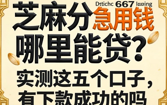 芝麻分667急用钱哪里能贷？实测这五个口子，有下款成功的吗？