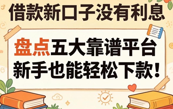 最近有什么借款新口子没有利息？盘点五大靠谱平台，新手也能轻松下款！