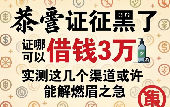 征信黑了从哪里可以借钱3万？实测这几个渠道或许能解燃眉之急