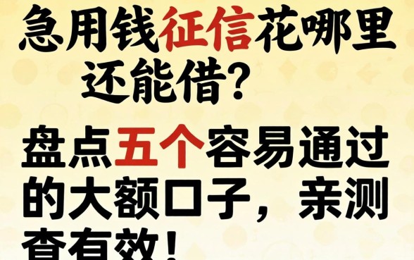 急用钱征信花哪里还能借?盘点五个容易通过的大额口子,亲测有效!