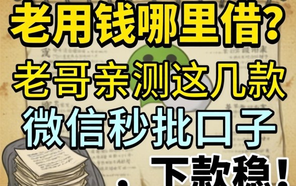 急用钱哪里借？老哥亲测这几款微信秒批口子，下款稳！