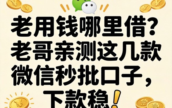 急用钱哪里借？老哥亲测这几款微信秒批口子，下款稳！