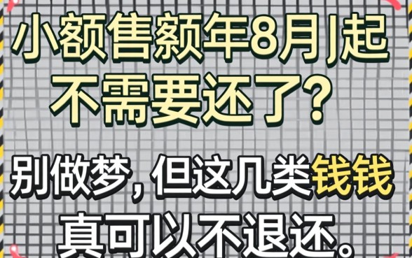 小额贷款2026年8月份起不需要还了？别做梦，但这几类钱真可以不还
