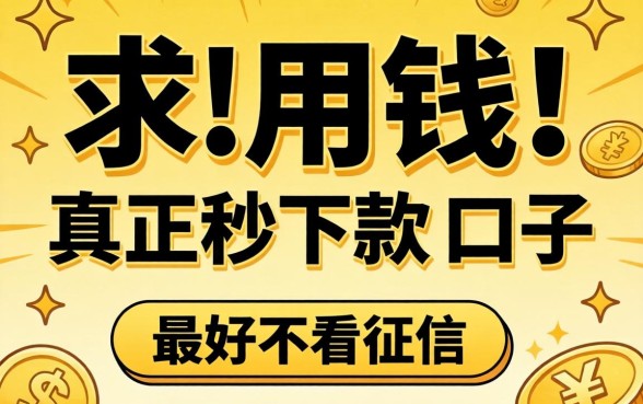 急用钱！求推荐个真正秒下款的口子，最好不看征信那种！