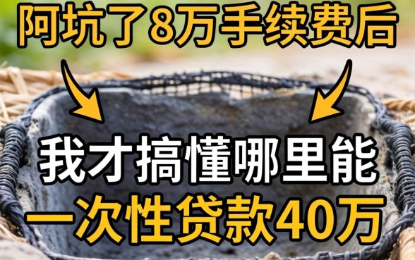 被坑了8万手续费后，我才搞懂哪里能一次性贷款40万