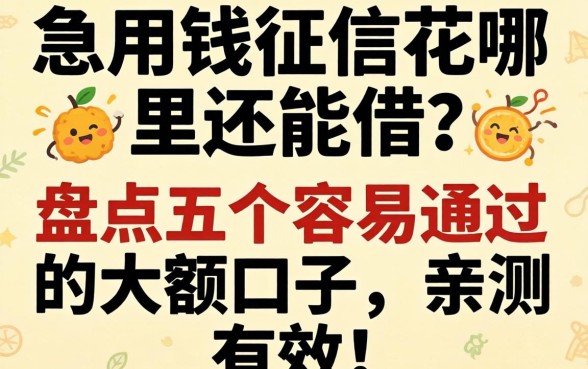 急用钱征信花哪里还能借?盘点五个容易通过的大额口子,亲测有效!
