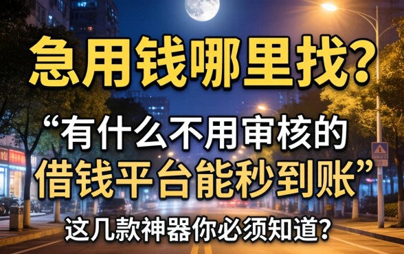 深夜急用钱哪里找？有什么不用审核的借钱平台能秒到账？这几款神器你必须知道