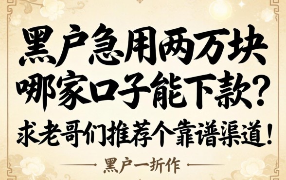 黑户急用两万块,哪家口子能下款?求老哥们推荐个靠谱渠道!