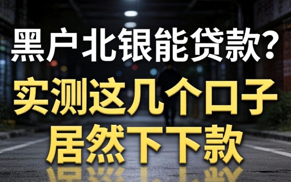 黑户北银能贷款吗？实测这几个口子居然下了款