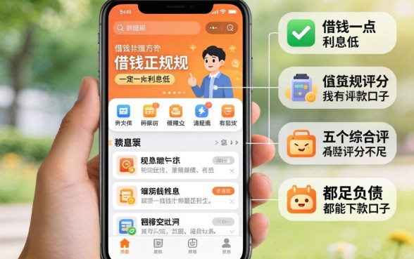 手机哪个软件借钱正规一点利息低，详尽说明五个综合评分不足有负债都能下款口子