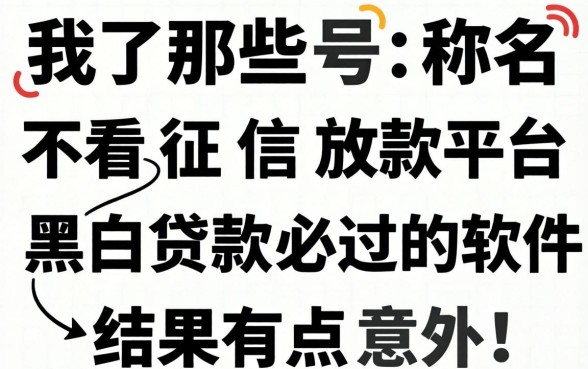 我试了那些号称不看征信放款平台，黑白贷款必过的软件，结果有点意外