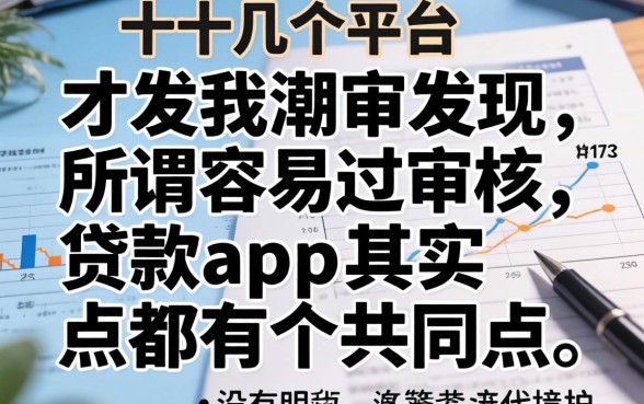 我试了十几个平台才发现，所谓容易过审核的贷款app其实都有个共同点