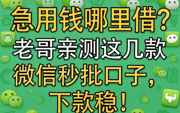 急用钱哪里借？老哥亲测这几款微信秒批口子，下款稳！