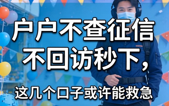 黑户不查征信不回访秒下，这几个口子或许能救急