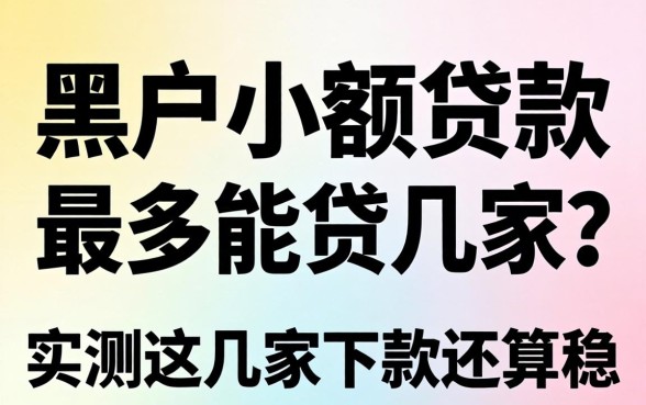 黑户小额贷款最多能贷几家?实测这几家下款还算稳